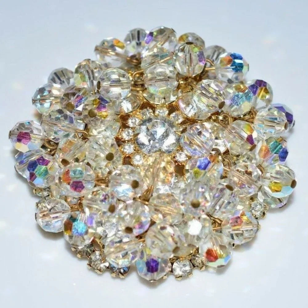 JULIANA D&E Gold Tone Clear Rhinestone Brooch